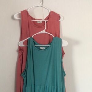 Coral and Teal spring Easter summer comfy rayon plus size Sleeveless Dresses